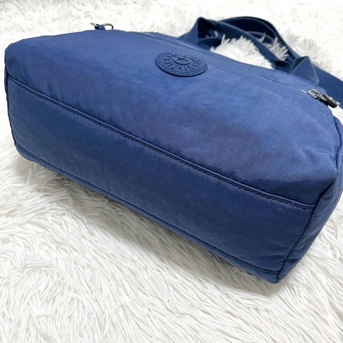 美品 Kipling キプリング ショルダーバッグ ELYSIA ハンドバッグ ナイロン ブルー系 チャーム付き ナイロンバッグ 1円 レディース エリジア_画像4