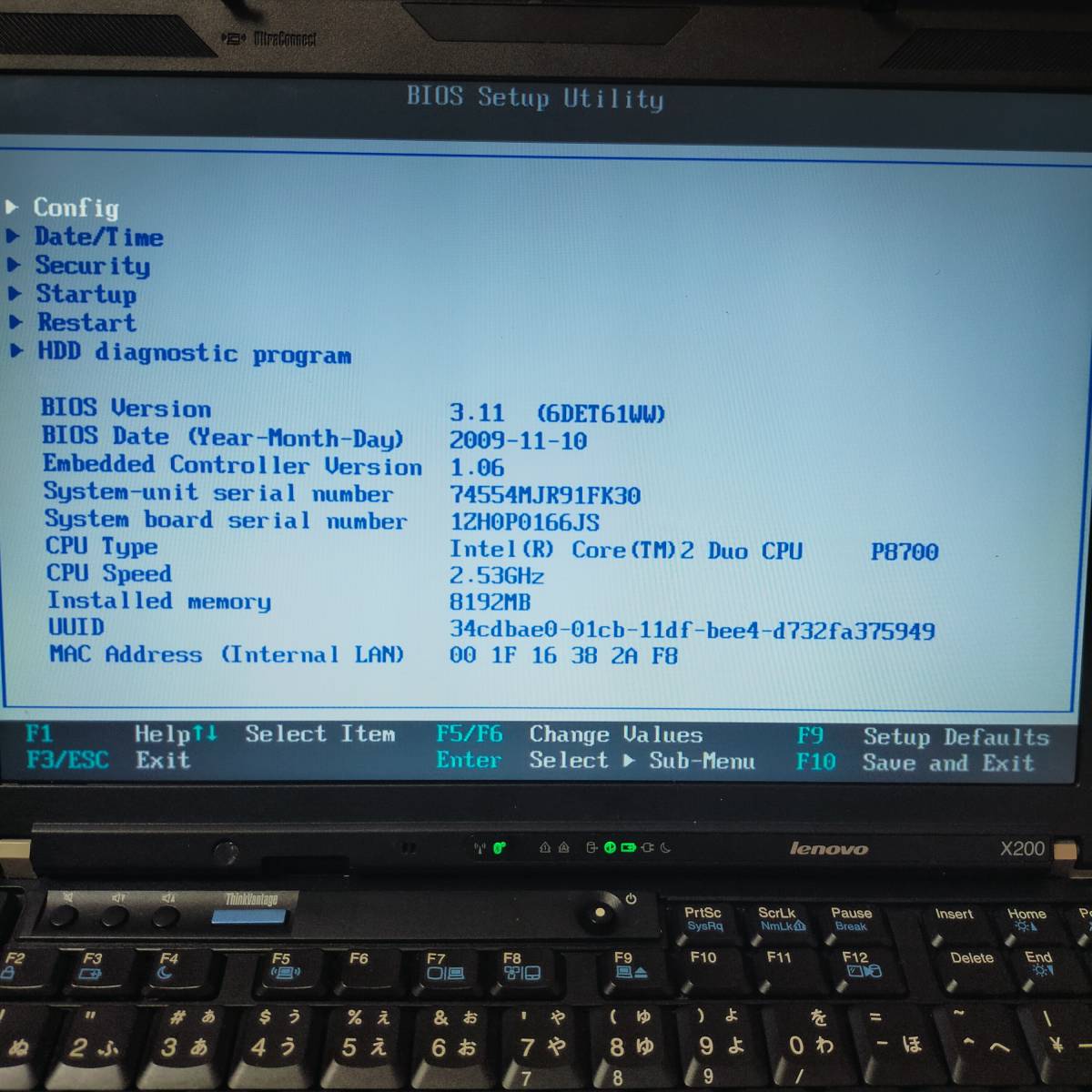 lenovo ThinkPad X200 7455-4MJ Core2 Duo P8700 @2.53GHz/メモリ8GB/SSD120GB/無線_画像3
