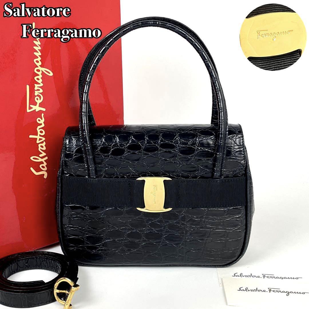 極美品】Salvatore Ferragamo フェラガモ ハンドバッグ 2way ヴァラ