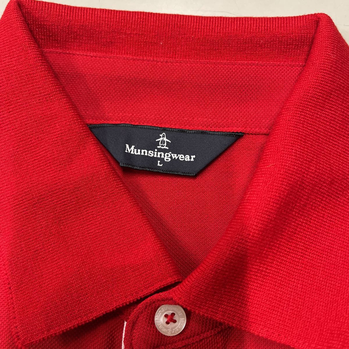 Munsingwear マンシングウェア 半袖シャツ ポロシャツ サイズL レッド 赤 メンズ トップス 日本製 MADE IN JAPAN デサント ゴルフ golfの画像3