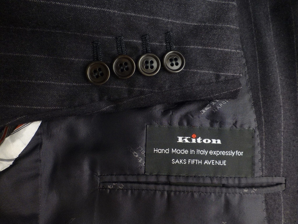 *Kiton suit 54R W105 beautiful goods 14Micron autumn winter gray stripe book@ cut feather key ton king-size ki ton 