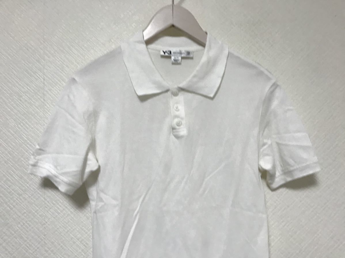 本物ワイスリーY-3コットンロゴ刺繍半袖ポロシャツメンズアメカジサーフワークミリタリービジネススーツゴルフ白ホワイトXS