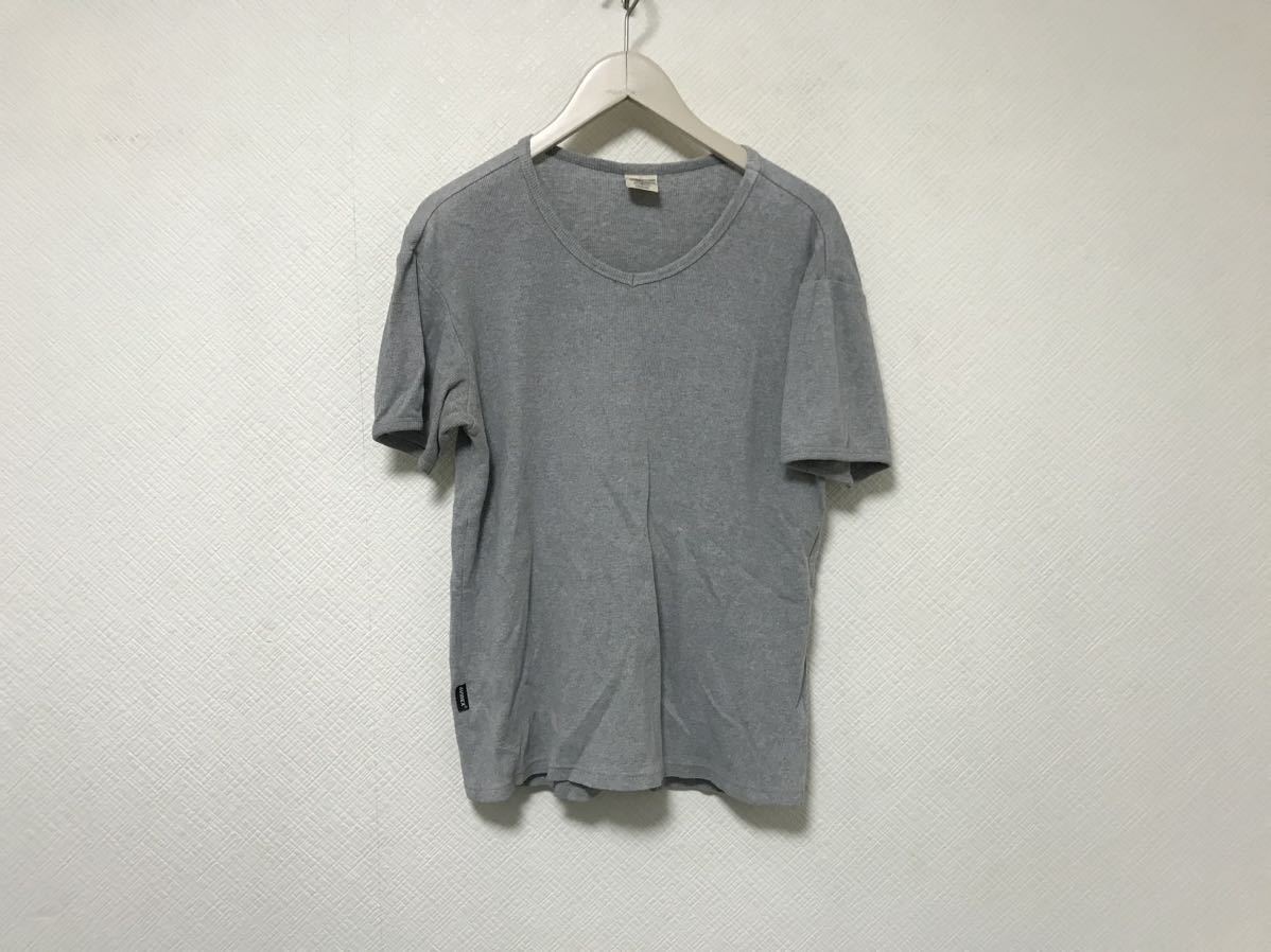 本物アヴィレックスAVIREXコットンストレッチVネック半袖TシャツメンズサーフアメカジミリタリーワークグレーM