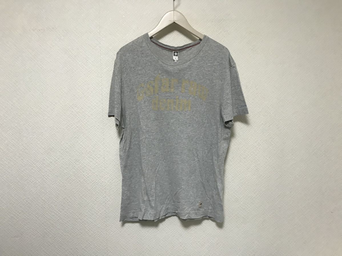 本物ジースターロウGSTARRAWコットンプリント半袖TシャツメンズサーフアメカジミリタリーワークビジネススーツグレーM_画像1