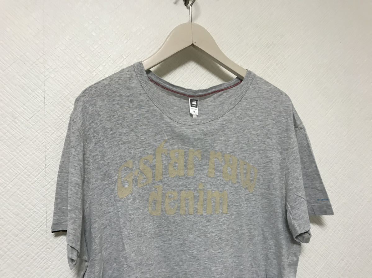 本物ジースターロウGSTARRAWコットンプリント半袖TシャツメンズサーフアメカジミリタリーワークビジネススーツグレーM_画像2