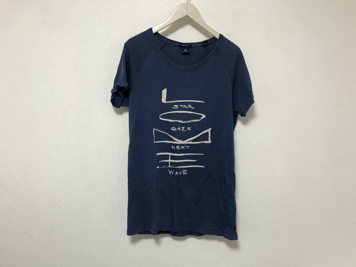 本物スコッチアンドソーダSCOTCH&SODAコットンプリント半袖TシャツメンズサーフアメカジミリタリーワークビジネススーツS青ブルートルコ製