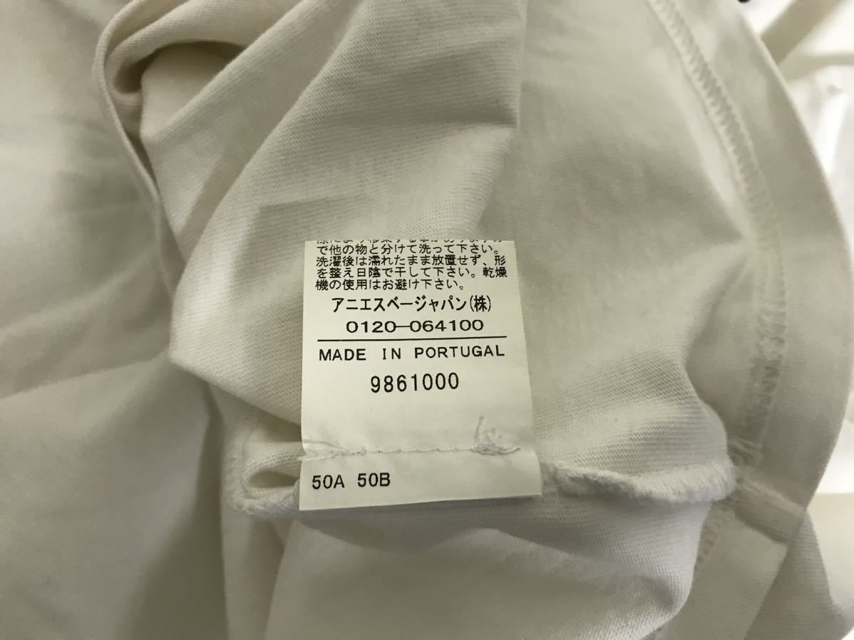 本物アニエスべーオムagnesb.コットンロゴ刺繍半袖Tシャツメンズサーフアメカジミリタリーワークビジネススーツ白ホワイト2Mポルトガル製