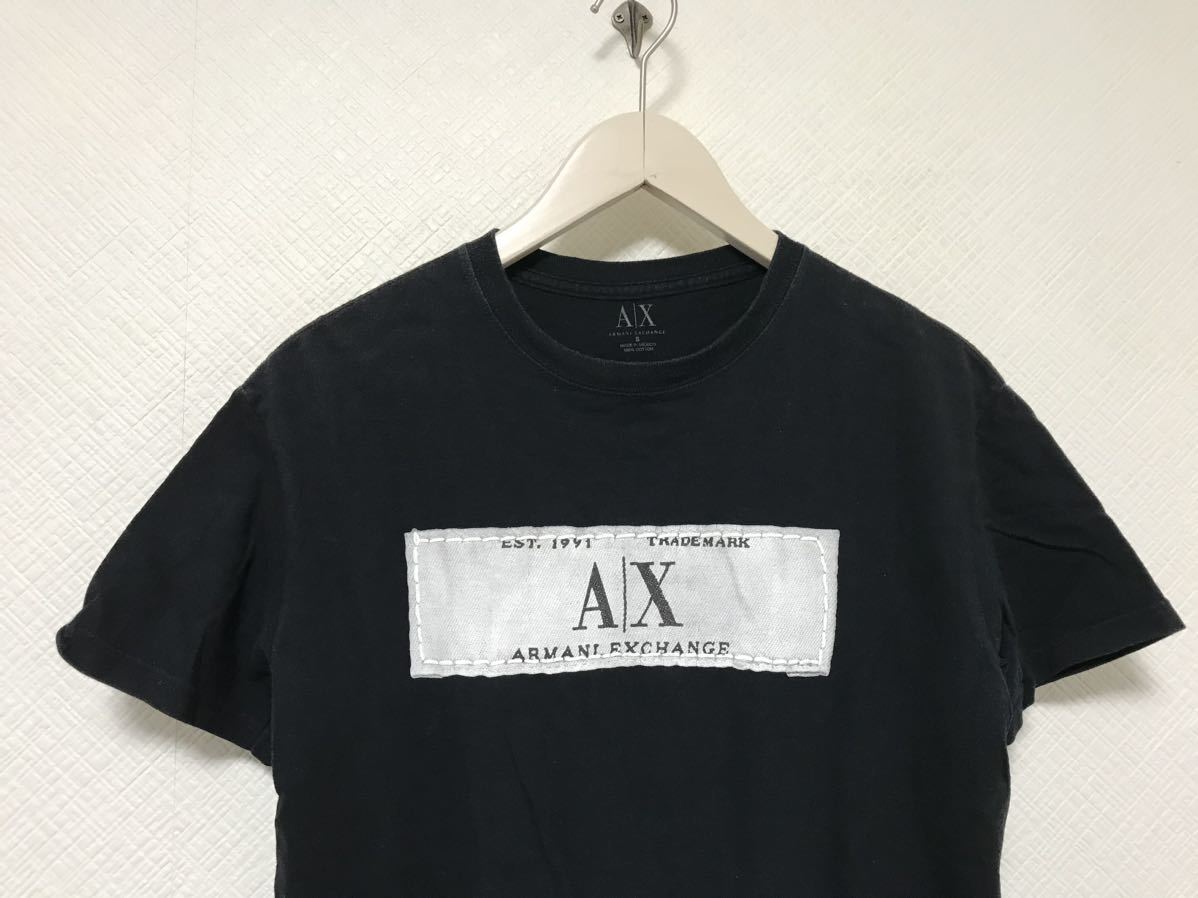 本物アルマーニエクスチェンジARMANI AXコットンロゴプリント半袖Tシャツメンズサーフアメカジミリタリーワークビジネススーツ黒S_画像2