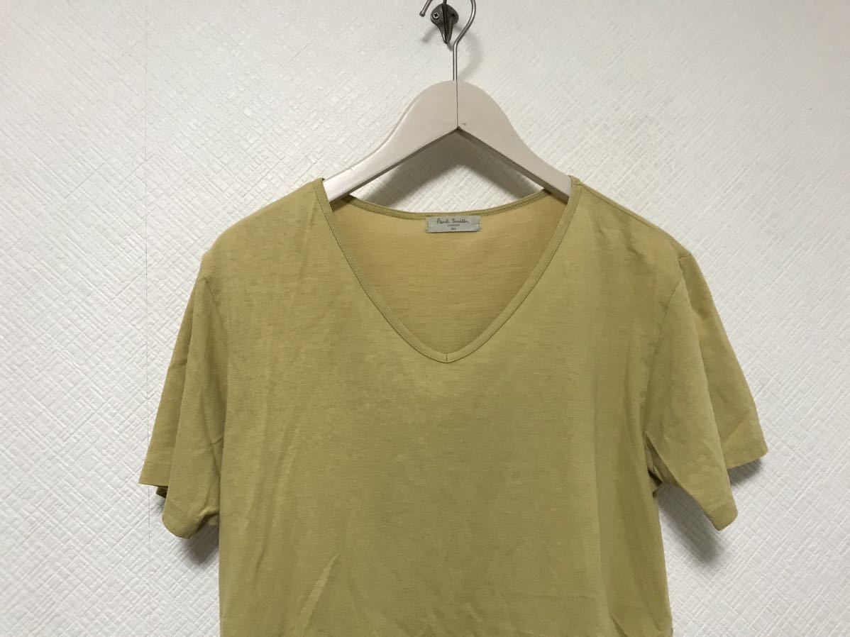 本物ポールスミスロンドンPaulSmith LONDONコットンVネック半袖TシャツメンズサーフアメカジミリタリーM日本製グリーン緑