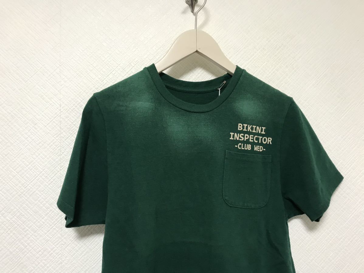 新品未使用本物クラブウェンズデーCLUB WEDNESDAYコットンプリント半袖Tシャツメンズサーフアメカジミリタリー緑グリーンS日本製