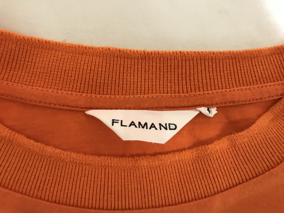 本物フラマンFLAMANDコットンロゴ刺繍長袖TシャツロンTメンズサーフミリタリーアメカジビジネススーツ3オレンジLベルギー製_画像4