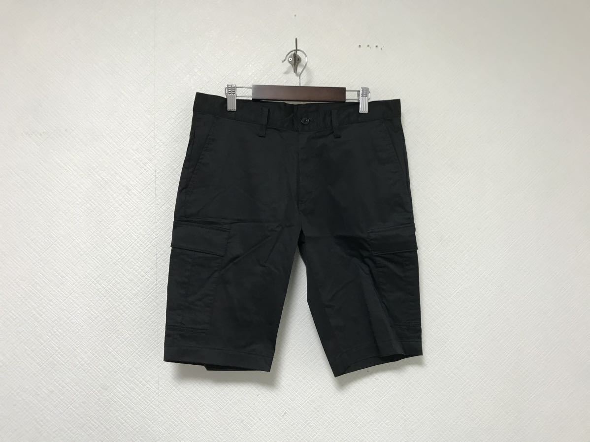 本物バーバリーブラックレーベルBURBERRY BLACK LABELコットンカーゴハーフショートパンツサーフアメカジビジネススーツメンズ黒76S