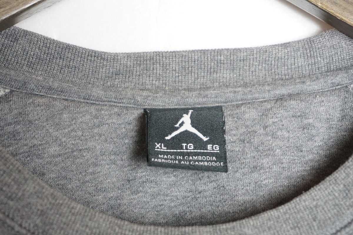 NIKEナイキ FLIGHT FLEECE CREW フライト フリース クルーネック JORDAN ジョーダン スウェット シャツ グレー 823068-091 刺繍XL灰 925N_画像6