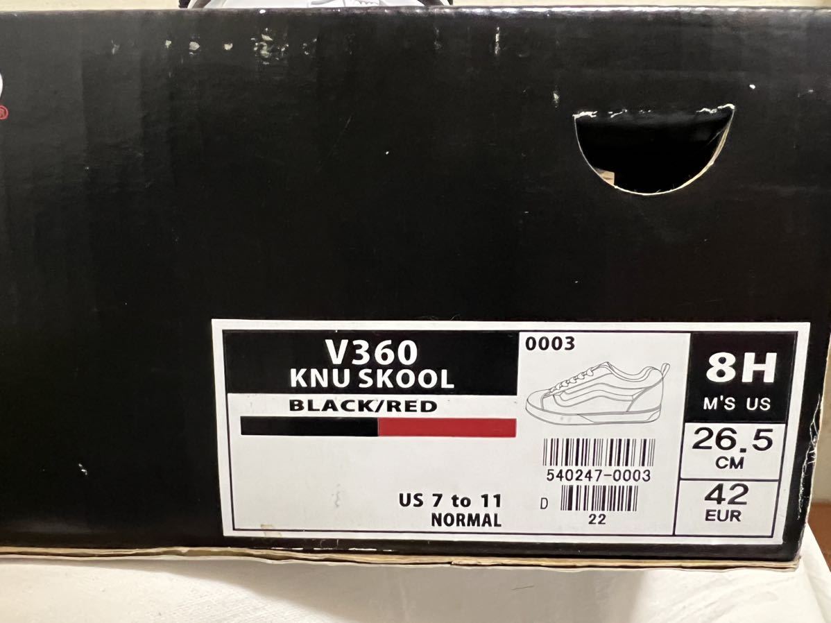 VANS V360 KNU SKOOL 8h 26.5cm ブラックレッド 国内正規品 確認箇所有 ニュースクール アウトレット_画像10