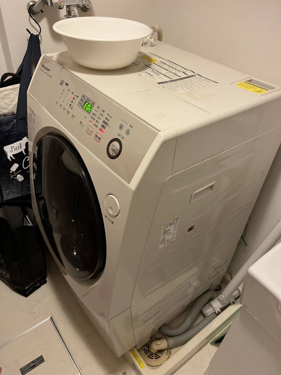 大阪市発　引取対応シャープ ドラム式プラズマクラスター洗濯乾燥機（9kg）左開きES-V540-NL 難あり_画像8