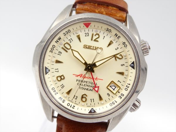 【正規品】13675Gc 1円 SEIKO セイコー 8F56-00D0 アルピニスト パーペチュアルカレンダー メンズ QZ 時計 ケース39mm_画像1