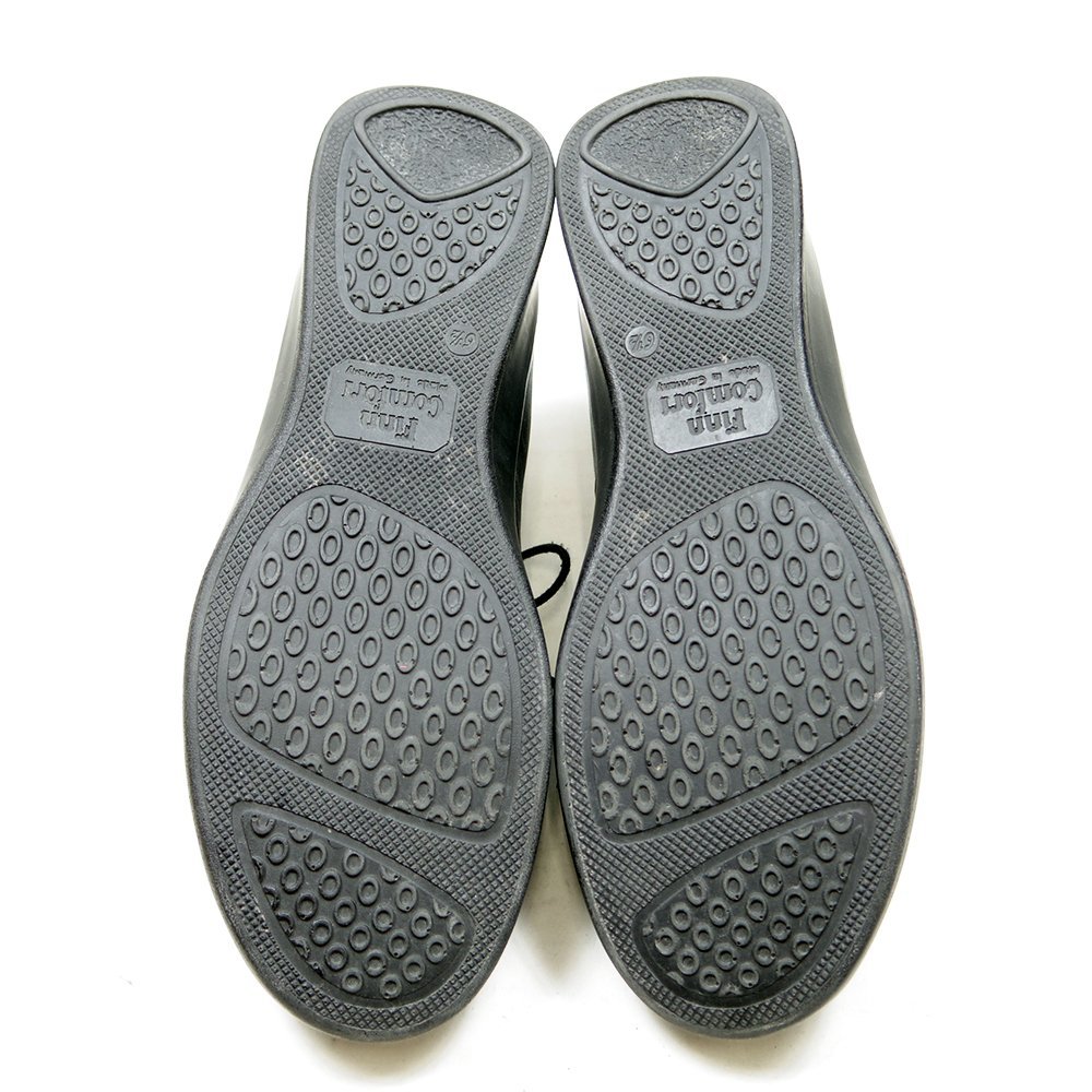 6-1/2 надпись 25.5cm соответствует Finn Comfort ласты комфорт 6 отверстие кожа обувь кожа черный /U9254