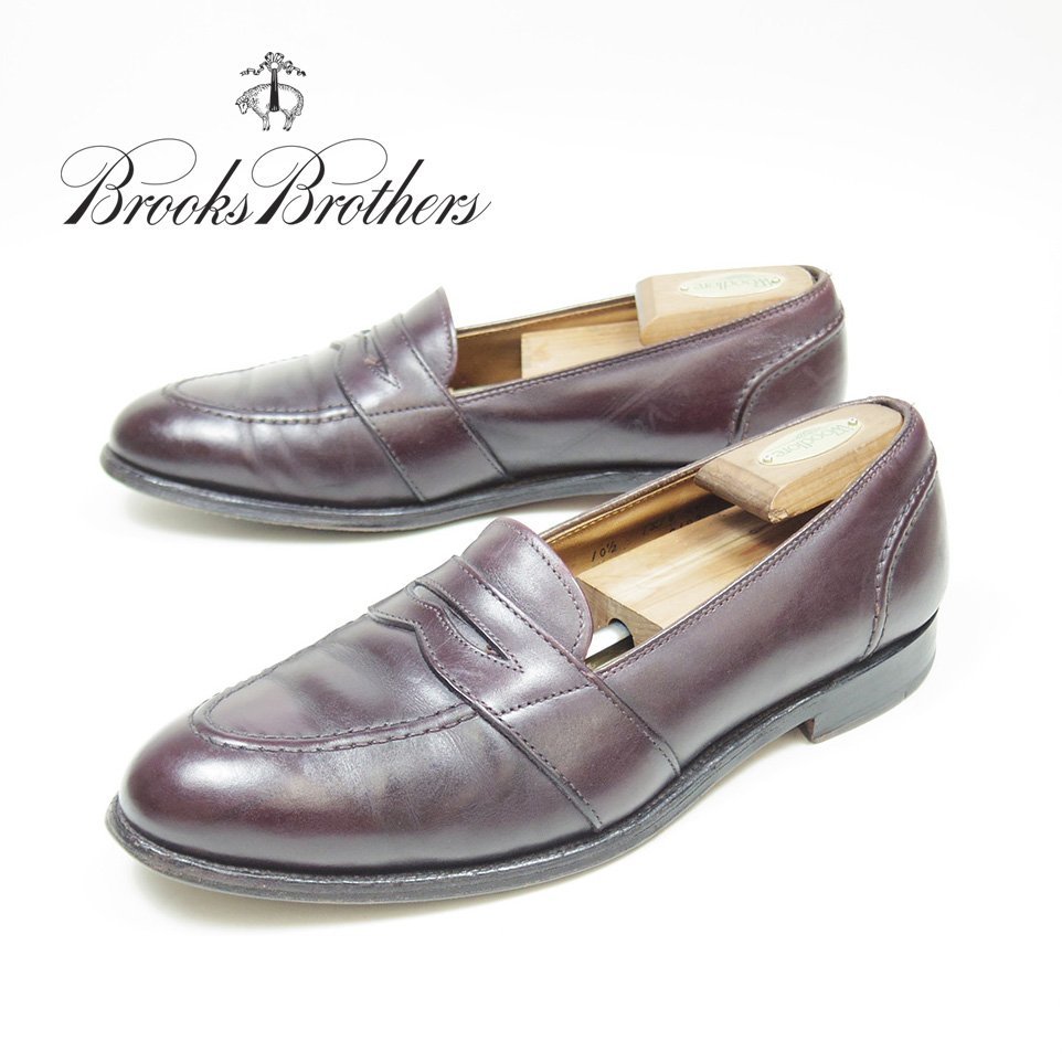 USA製　28.5cm相当　Brooks Brothers×Alden　ブルックスブラザーズ　オールデン　コインローファー　Uチップ　革靴　バーガンディ/U9005