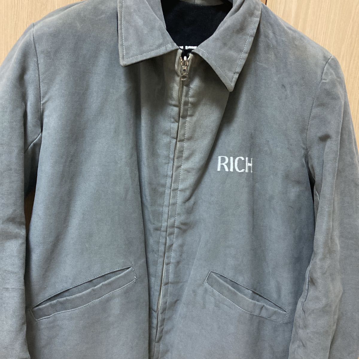 Germany jacket 60s vintage 極美品 リバーシブル スーベニアジャケット スカジャン ビンテージ ミリタリー ブラック_zip部部にフェード有り