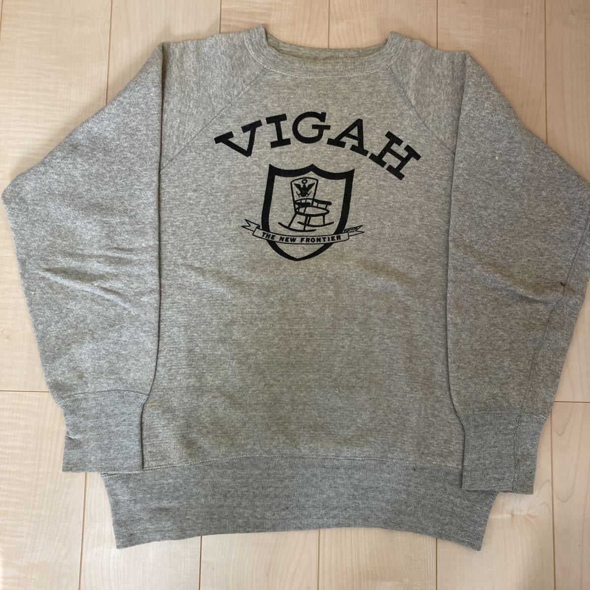 40s 50s vintage sweatshirt XL 染みプリ 長リブ 丸胴 ラグランスリーブ 4本針 吊り編み ビンテージ スウェット USA製 _画像1