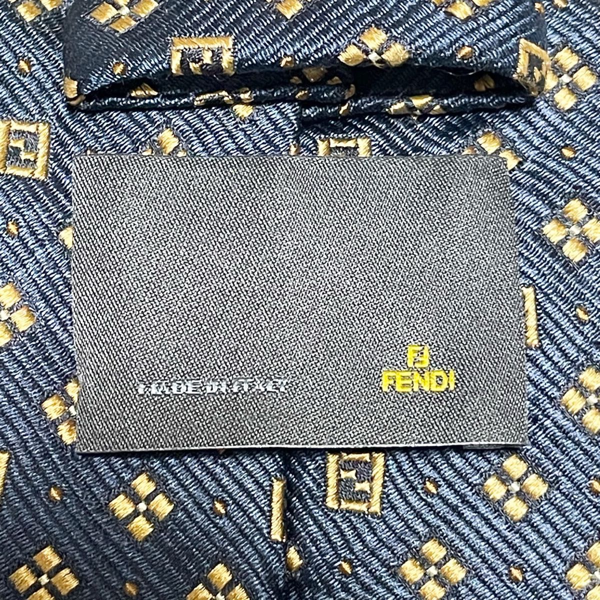 極美品 FENDI フェンディ ネクタイ ズッカ 小紋 ネイビー 極美品 FENDI フェンディ ネクタイ ズッカ 小紋 ネイビー