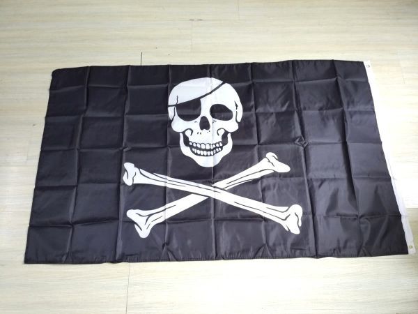 海賊旗 ボーンスカル 骸骨 大型フラッグ 国旗 旗 150x90cm 4号サイズの画像2