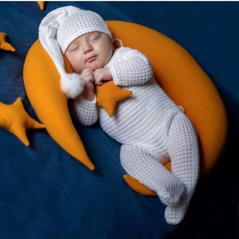 b-952 新生児写真 ニューボーンフォト 赤ちゃん ベビー ロンパース 帽子 2点セット ボディスーツ キャップ 撮影小道具