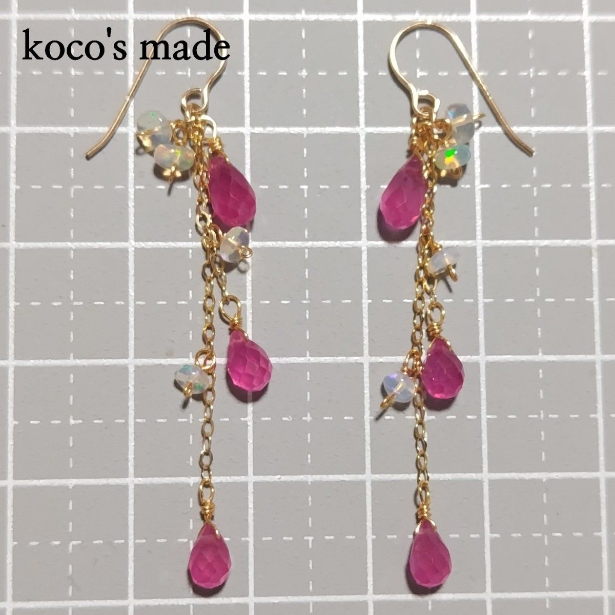 14kgf×ルビー×プレシャスオールロングピアス