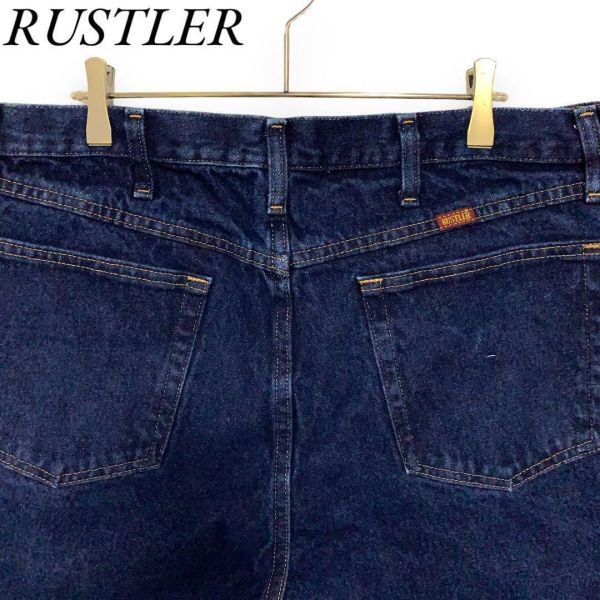 RUSTLER w36 アメリカ古着　濃紺　ジーンズ　デニムパンツ　ワイド　ラスラー　厚手　太め　メンズ_画像1