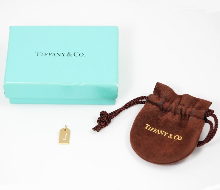 Tiffany & Co. ティファニー 750 K18イエローゴールド ダイヤ イニシャル J プレート チャーム ID タグ ケース・収納袋付 [58010]_画像7