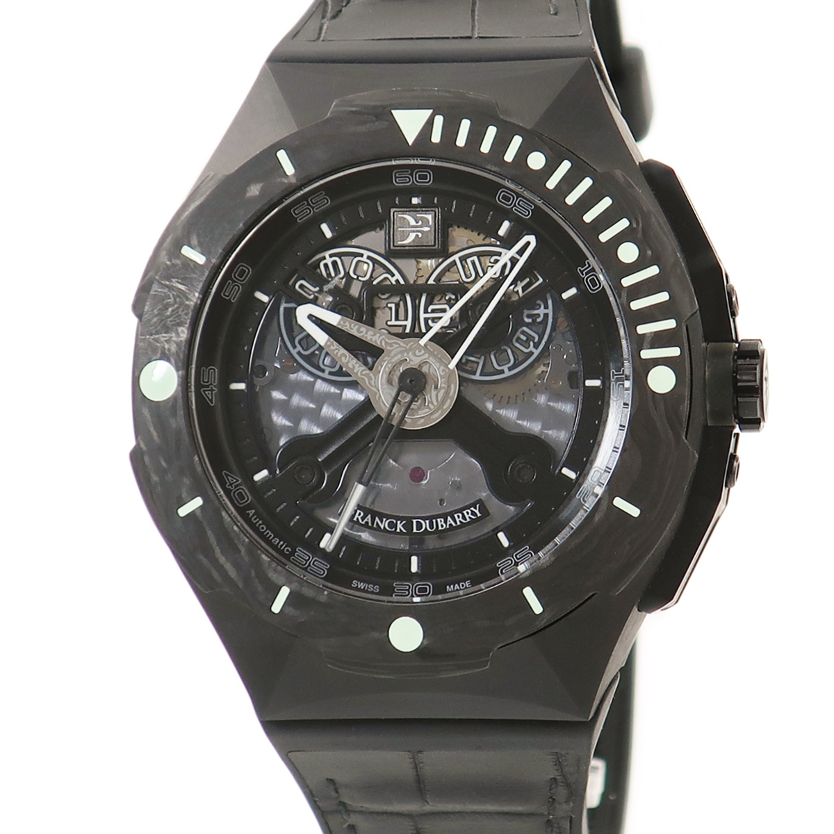 【3年保証】 フランク・デュバリー ダイバー DIV-05-01 未使用 黒PVD加工SS ビッグデイト 個性的 自動巻き メンズ 腕時計