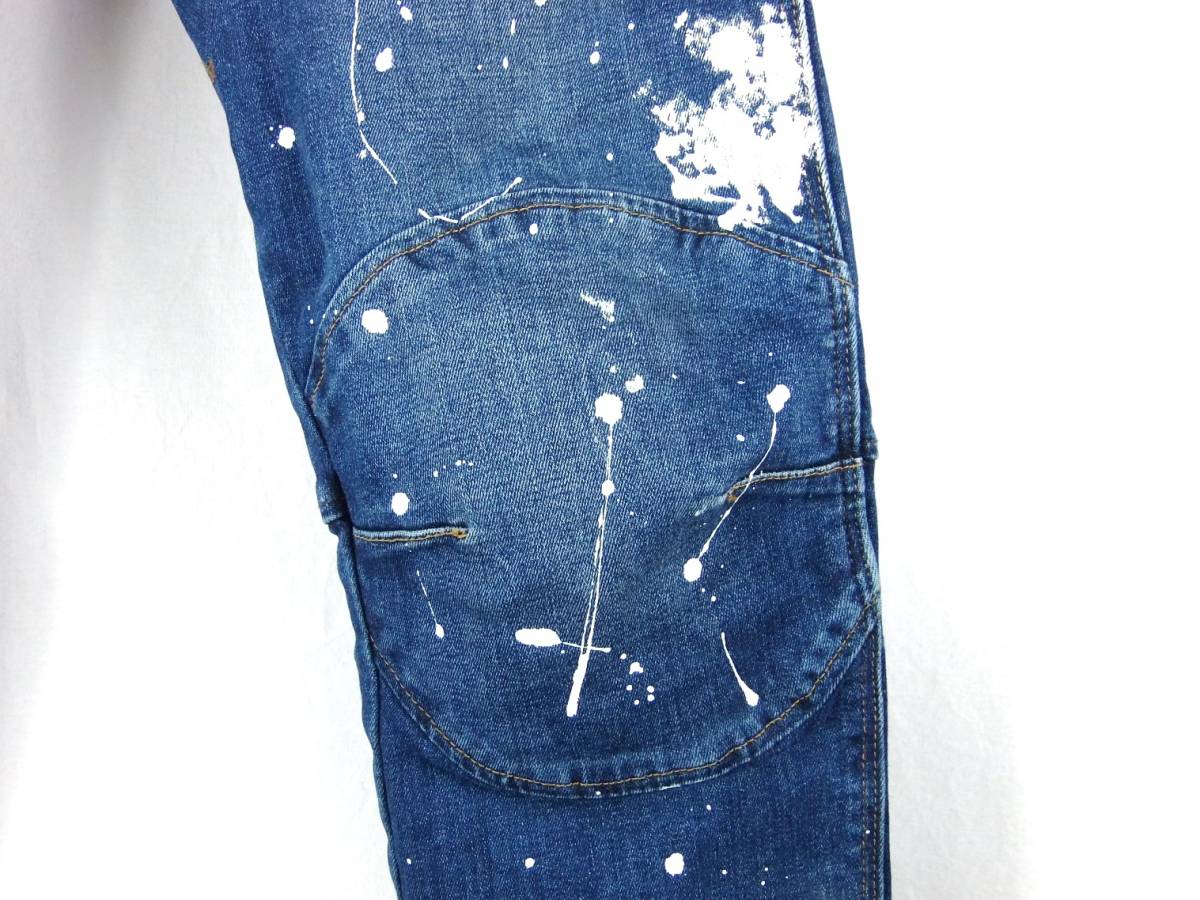 ■G-STAR RAW ジースター ロウ / 5620 3D SKINNY / メンズ / ペイント加工 ストレッチ 3D スキニー バイカー デニムパンツ W28 L32_画像9