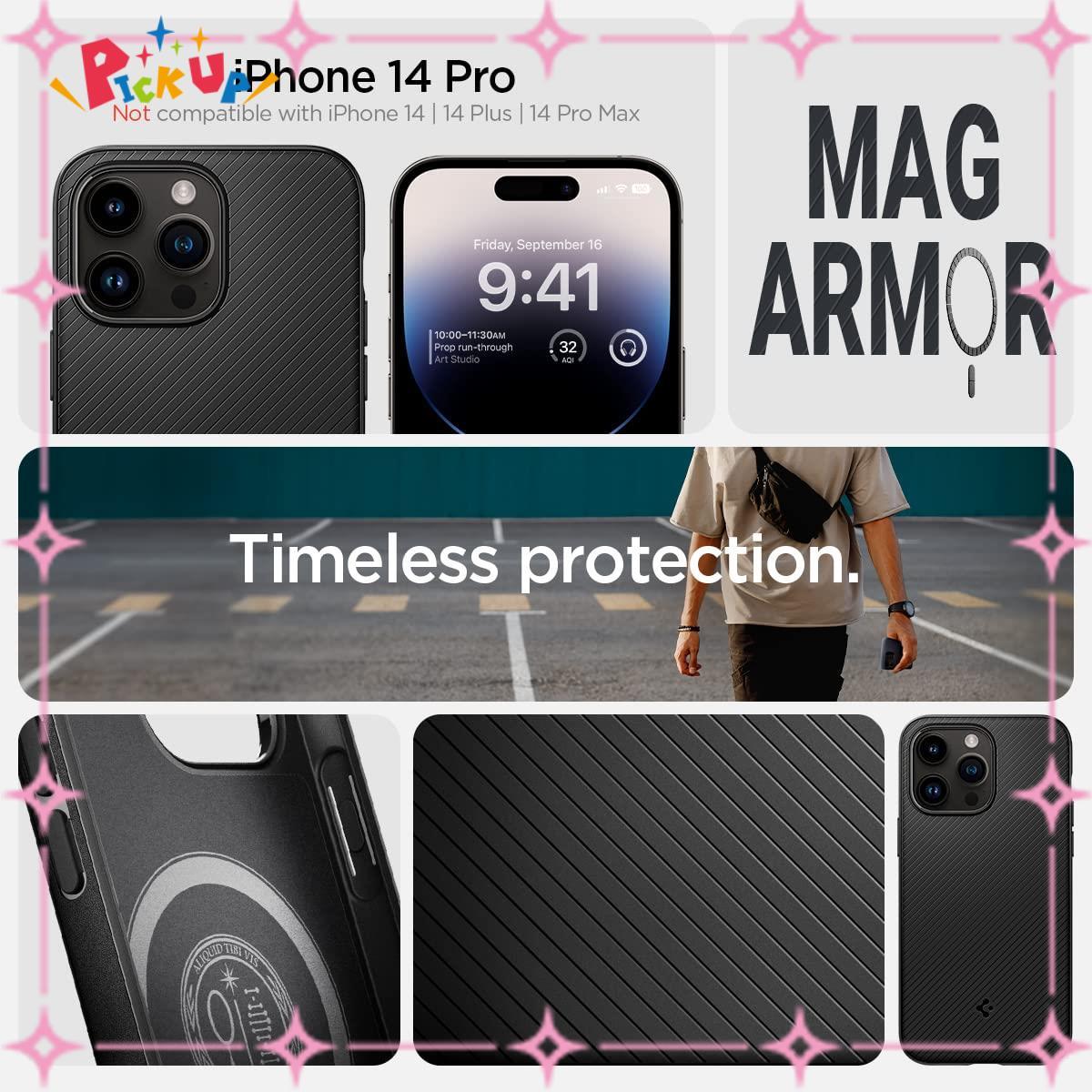 【特価セール】マグ・アーマー ブラック マット MagSafe ACS04989 ケース iPhone14Pro Spigen
