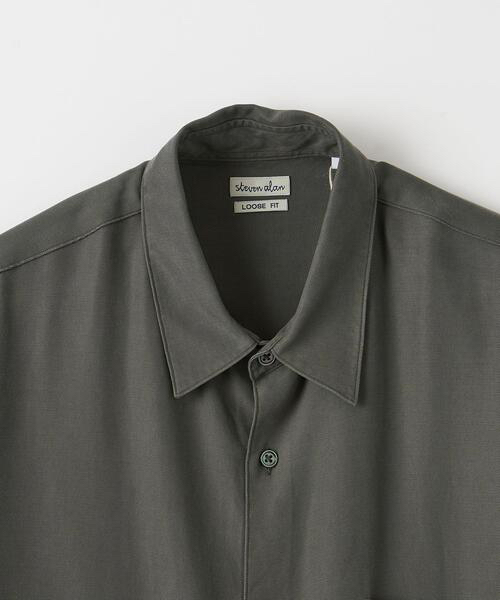 Steven Alan スティーブンアラン / CLLOS TWILL REGULAR COLLAR BOX SHORT SLEEVE SHIRT -LOOSE/シャツ オリーブ L_画像7