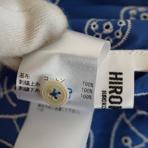 #anc ヒロコビス HIROKO BIS チュニック 11 青 シャツ 長袖 柄 刺繍 レディース [754728]_画像5