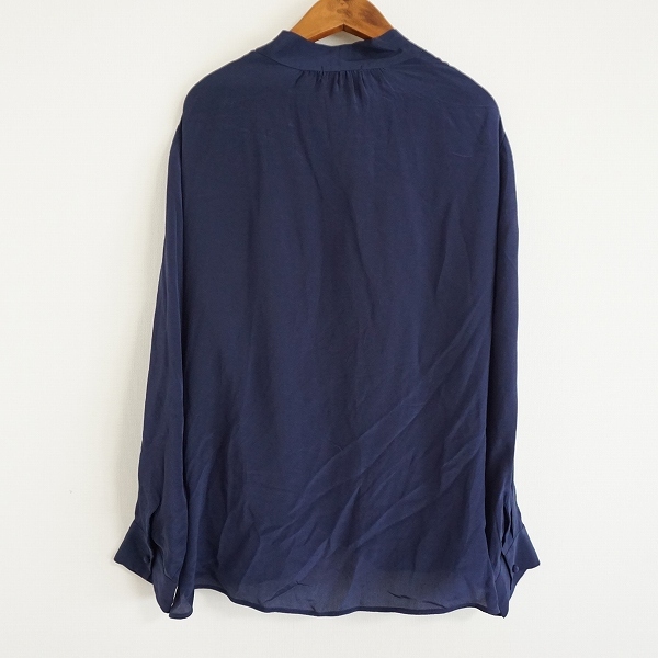 #anc Moga MOGA shirt * blouse 17 navy blue silk pull over kashu cool manner large size lady's [842009]