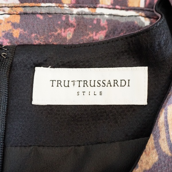 #snc トラサルディ TRUSSARDI ワンピース 茶系 半袖 シルク 総柄 ひざ丈 レディース [767762]_画像6