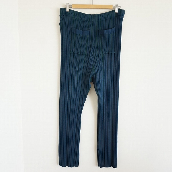 #wnc As Know As o Ora kaAS KNOW AS olaca pants 15 blue green rib knitted large size lady's [837686]
