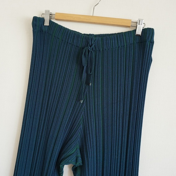 #wnc As Know As o Ora kaAS KNOW AS olaca pants 15 blue green rib knitted large size lady's [837686]