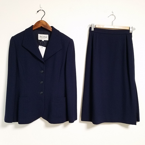 #anc ジュンアシダ junashida スカートスーツ 9 紺 ツーピース サイドスリット レディース [841862]