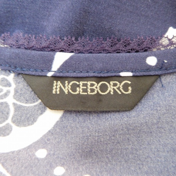 #snc インゲボルグ INGEBORG ワンピース 11 白 紺 半袖 水玉 花柄 レディース [834593]_画像5