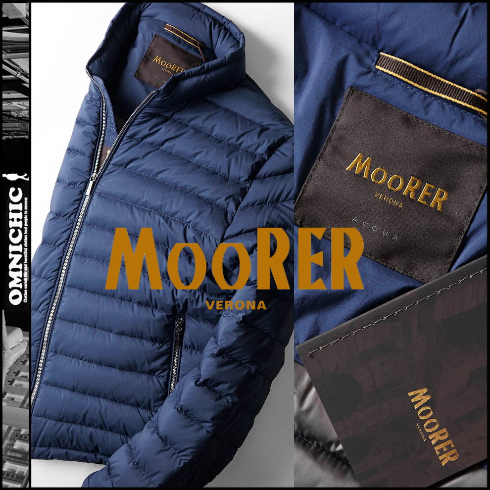 コレを超える品質はない！紳士の至高ダウン【MOORER】ムーレー/TEMISTO-3S/一番人気のDENIM色AQUA撥水ジップダウンジャケットブルゾン50/L_画像1