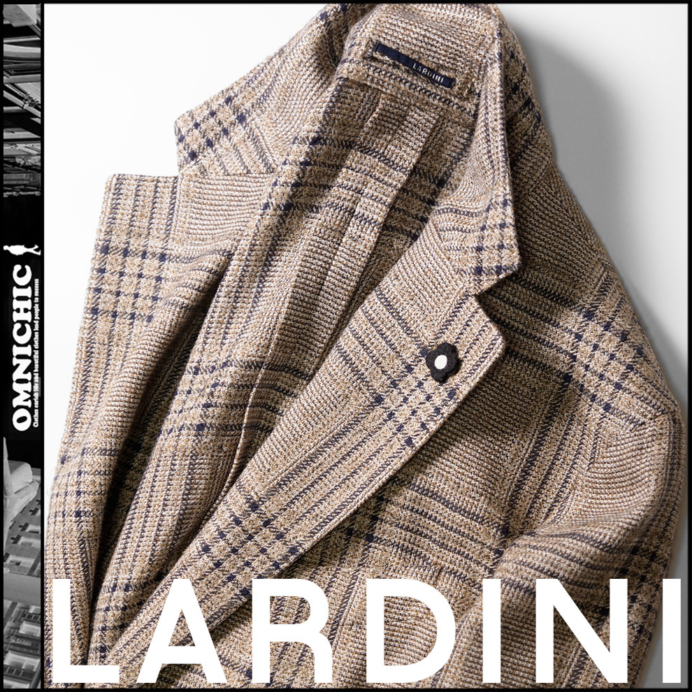 極上リネンネイビーベージュ 新品【LARDINI】ラルディーニ/高級感抜群