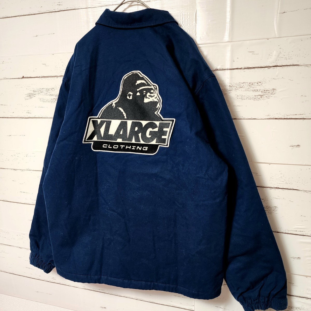 《大人気》XLARGE エクストララージ ワークジャケット ネイビー バックロゴ_画像3