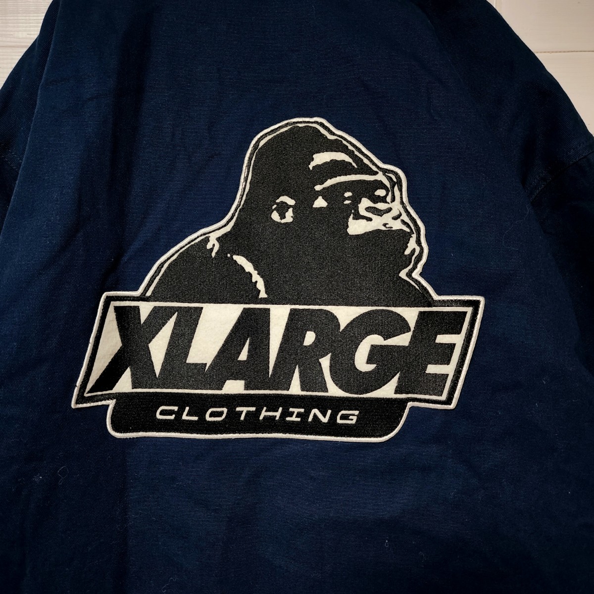 《大人気》XLARGE エクストララージ ワークジャケット ネイビー バックロゴ_画像4