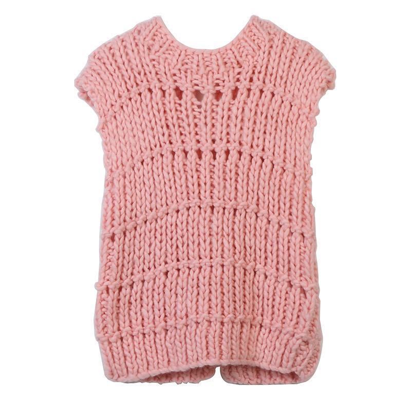  tops lady's tops knitted the best 2WAY no sleeve feel of .. thick wool entering . beautiful button decoration 