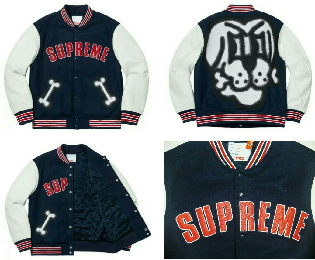 Yahoo!オークション - シュプリーム Bone Varsity Jacket 新品...