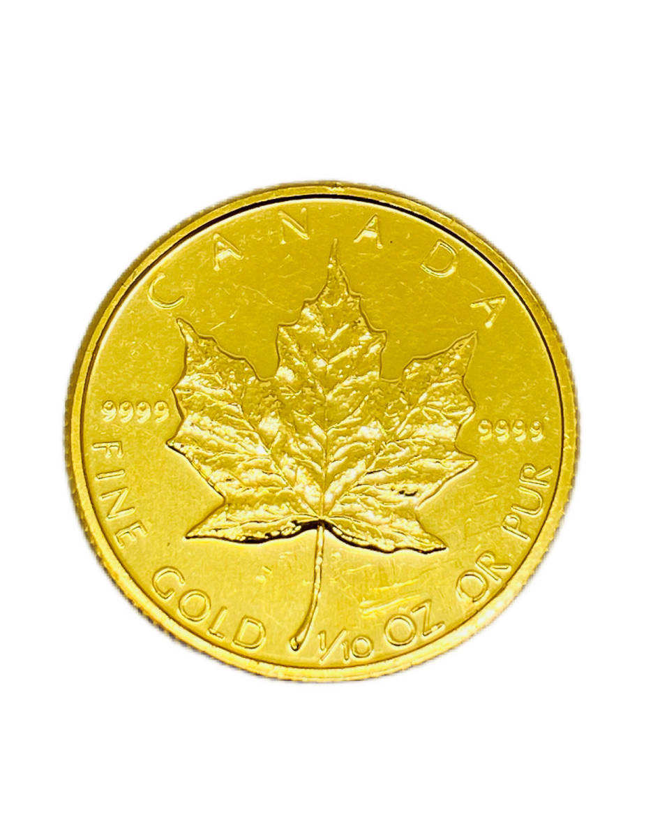 金高騰中】*現状品*K24 カナダ メイプルリーフ金貨 1/10oz 1/10