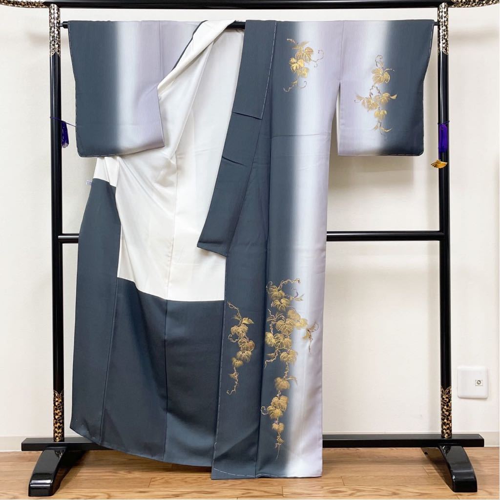 人気の春夏 未使用品 付下げ 艶やかな蔦草文様 ぼかし染 金彩 着物月花
