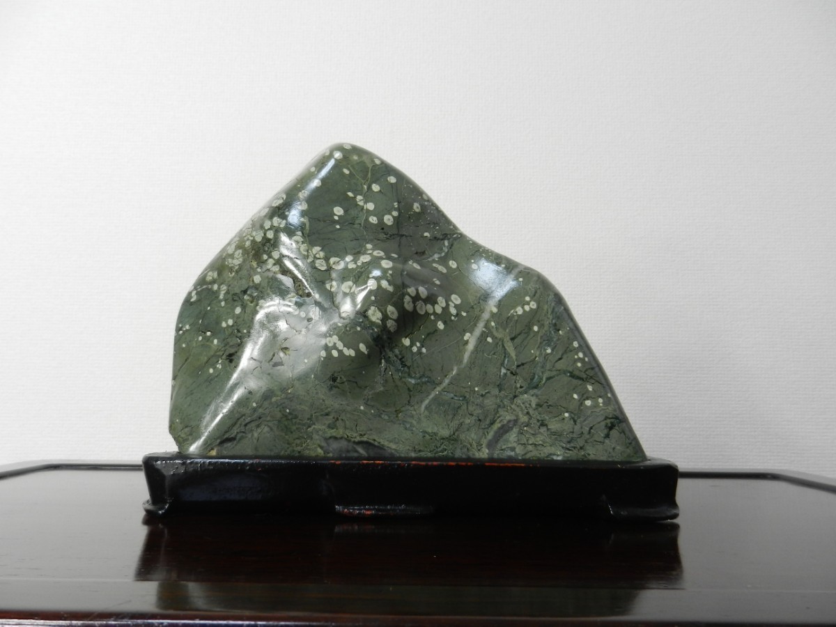  green stone suiseki st chrysanthemum stone tray stone bonsai tray . Yamagata appreciation stone natural stone 